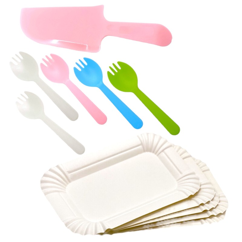 Zestaw talerzyki i sztućce do tortu 5 szt.