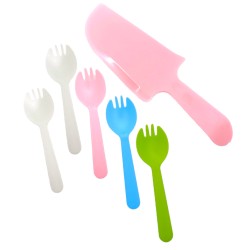 Zestaw talerzyki i sztućce do tortu 5 szt.