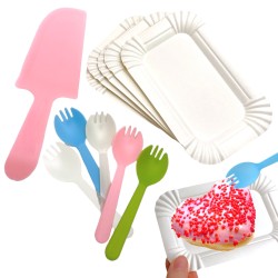 Zestaw talerzyki i sztućce do tortu 5 szt.