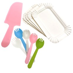 Zestaw talerzyki i sztućce do tortu 5 szt.