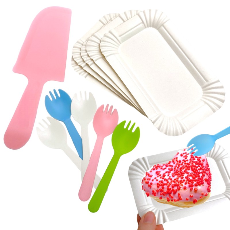 Zestaw talerzyki i sztućce do tortu 5 szt.