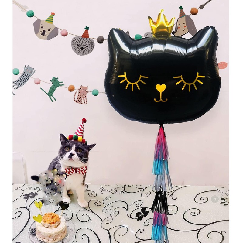 Balon Foliowy czarny Kotek Kotka z koroną