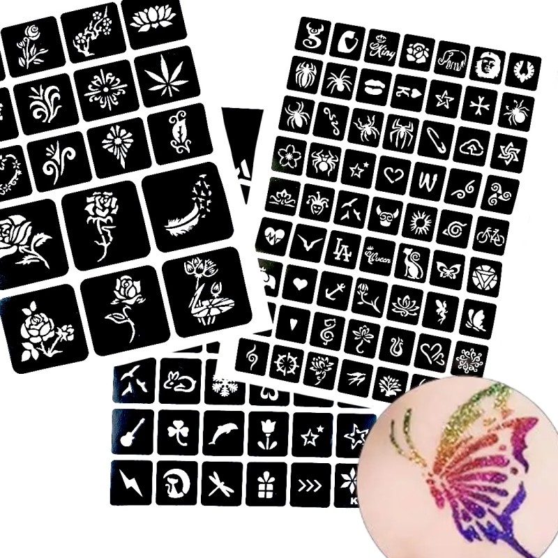Zestaw do robienia tatuaży Tatuaże brokatowe BROKATY Tattoo Glitter Kit