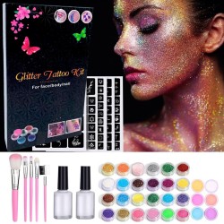 Zestaw do robienia tatuaży Tatuaże brokatowe BROKATY Tattoo Glitter Kit