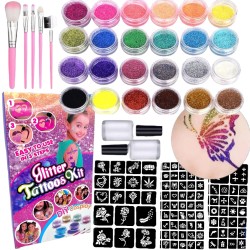 Zestaw do robienia tatuaży Tatuaże brokatowe BROKATY Tattoo Glitter Kit