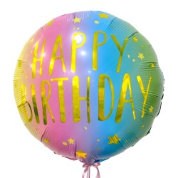 Balon Happy Birthday okragły różowo niebieski