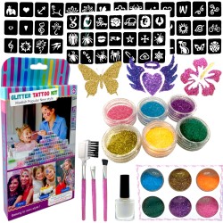 Zestaw do robienia tatuaży brokatowych Glitter Tattoo Kit 73 el.
