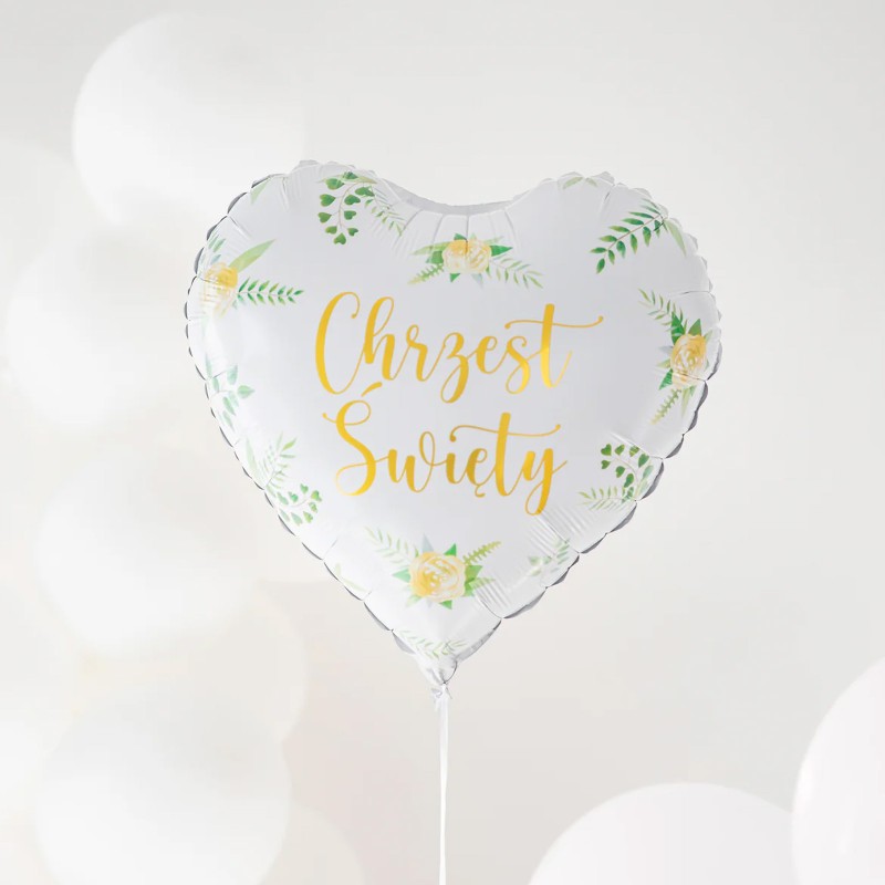 Balon foliowy chrzest święty 45 cm serce