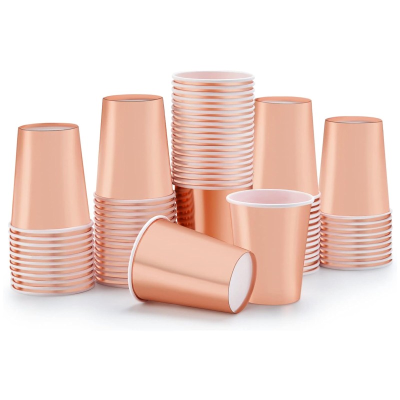 Kubeczki papierowe różowe złoto rose gold 6 szt.