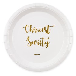 Talerzyki papierowe Chrzest Święty 23cm 6 szt