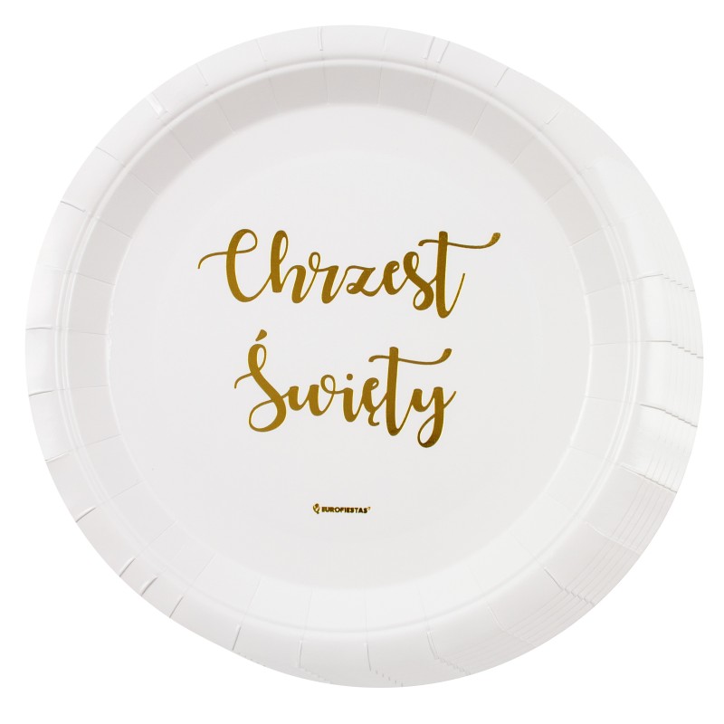 Talerzyki papierowe Chrzest Święty 23cm 6 szt