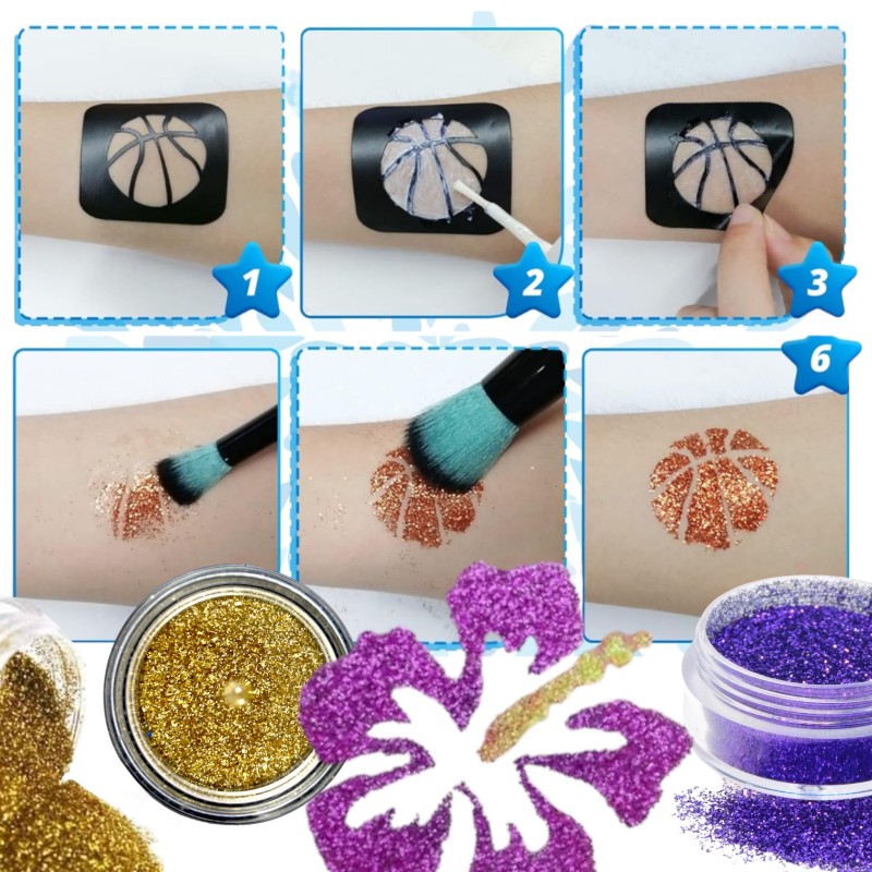 Zestaw do robienia tatuaży brokatowych Glitter Tattoo Kit 73 el.