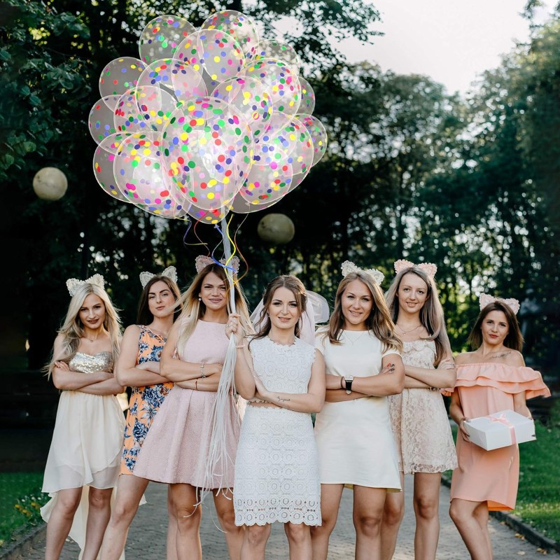 7753 Balony lateksowe z konfetti mix kolorów 12 cali 30 cm