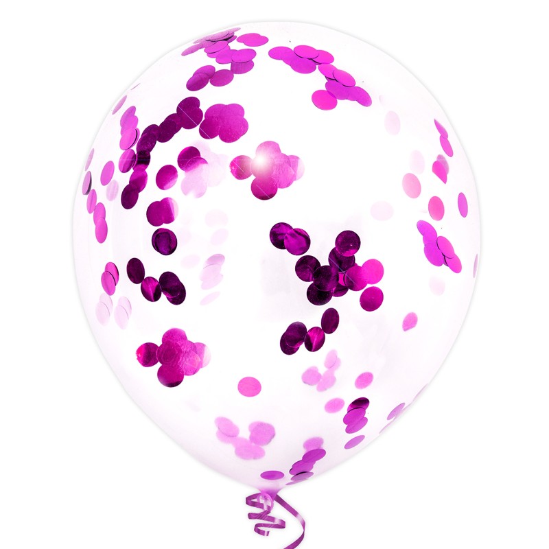Balony z konfetti Róż Fuksja lateksowe 12 cali 30 cm