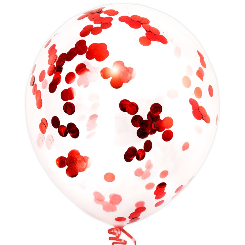 Balony z Czerwonym konfetti lateksowe 12 cali 30 cm
