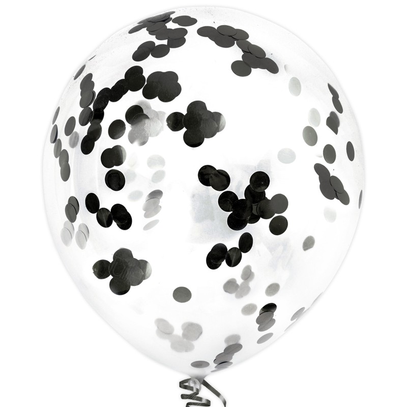 Balony z Czarnym konfetti lateksowe 12 cali 30 cm