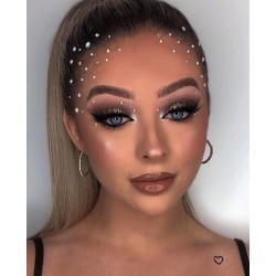 Naklejki srebrne HOLO kryształki i perły FaceGem HQ