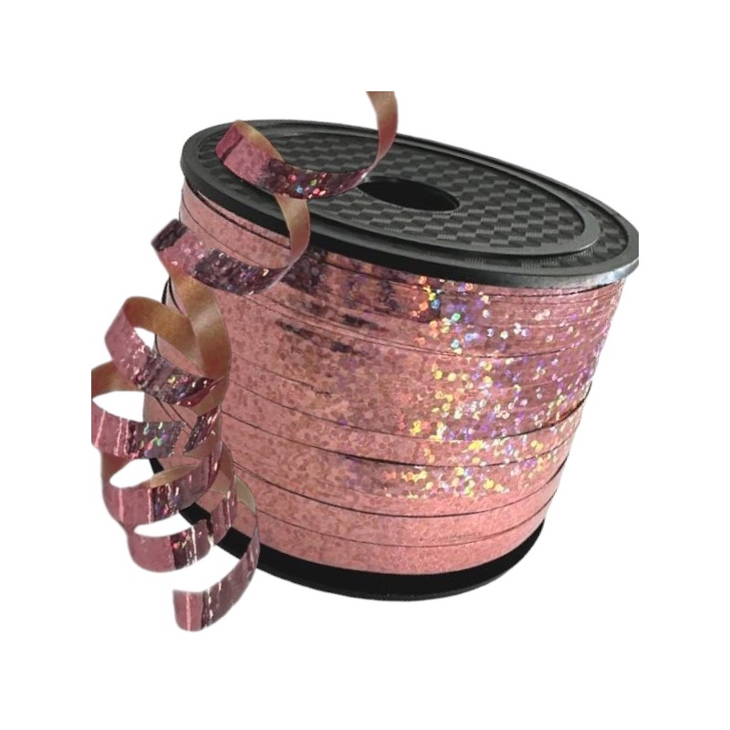 Wstążka plastikowa Rose Gold hologramowa 92m