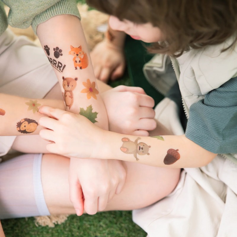 Tatuaże zmywalne Leśni przyjaciele 20szt. zestaw