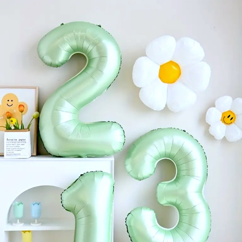 Balon foliowy cyfra zielony metaliczny pistacja 100cm