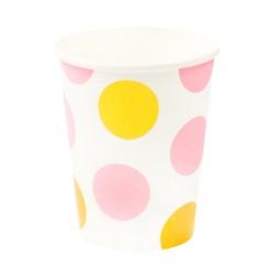 Kubeczki groszki polka dot różowe złote 250ml 10szt
