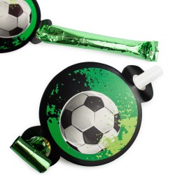 Trąbki rozwijane gwizdki imprezowe zielone Piłka nożna futbol 6szt