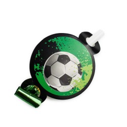Trąbki rozwijane gwizdki imprezowe zielone Piłka nożna futbol 6szt