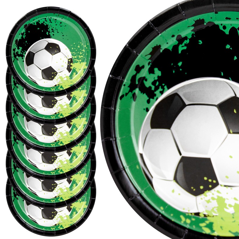 Talerzyki papierowe Piłka nożna futbol 6szt 18cm