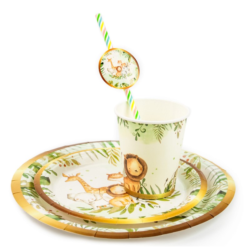 Słomki papierowe safari zwierzęta 6szt