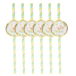 Słomki papierowe safari zwierzęta 6szt