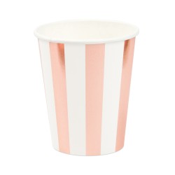Kubeczki papierowe w paski różowe złoto 6szt Rose Gold 