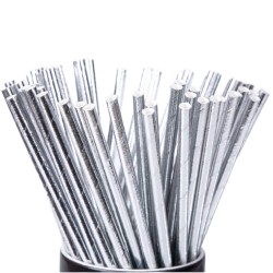 Słomki papierowe metaliczne srebrne 20 szt