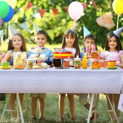 Obrus na stół imprezowy biały rose gold kropki 137x274cm