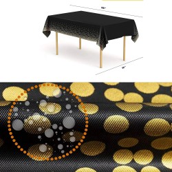 Obrus na stół imprezowy  czarny złote kropki 137x274cm