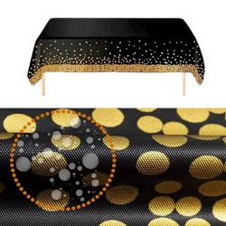 Obrus na stół imprezowy  czarny złote kropki 137x274cm