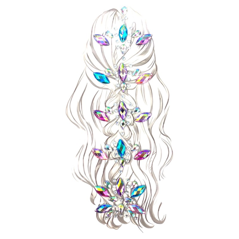 Kryształki naklejki do włosów i ciała, 1 szt.