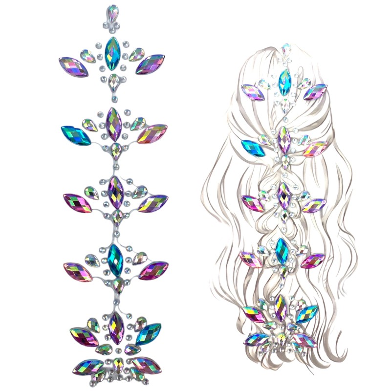 Kryształki naklejki do włosów i ciała, 1 szt.