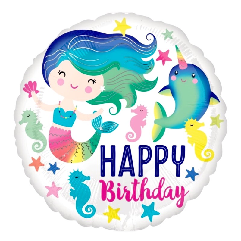 Zestaw balonów Syrenka Happy Birthday 5 szt.