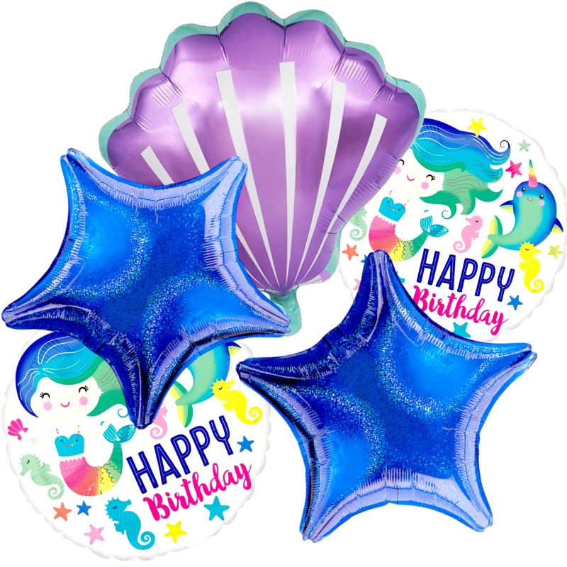 Zestaw balonów Syrenka Happy Birthday 5 szt.