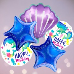 Zestaw balonów Syrenka Happy Birthday 5 szt.