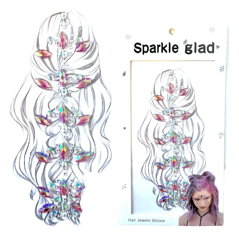 Kryształki naklejki do włosów i ciała, 1 szt.