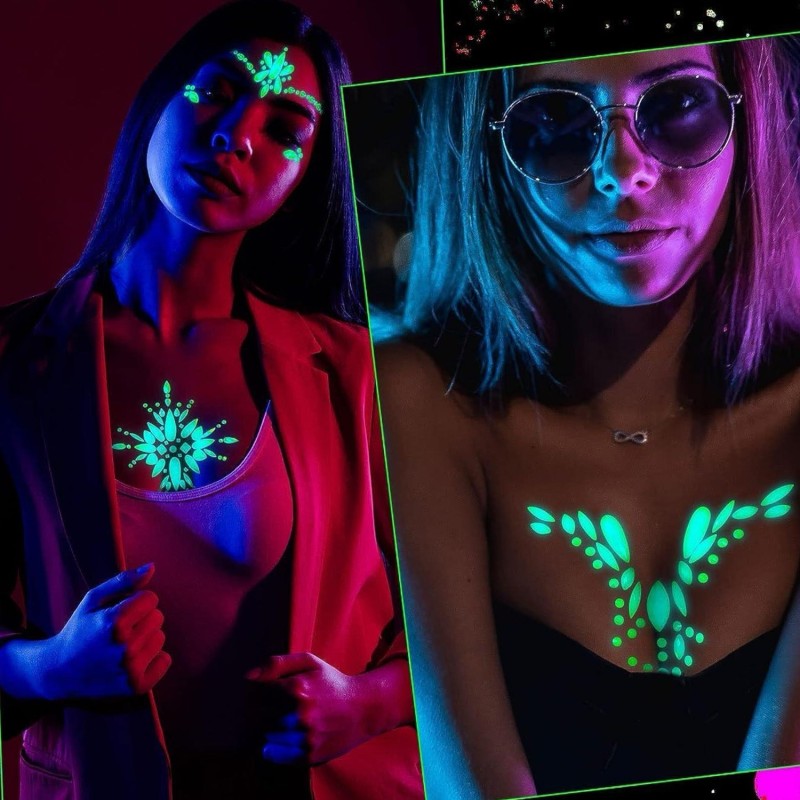Kryształki FLUO naklejki na twarz Glow in the Dark