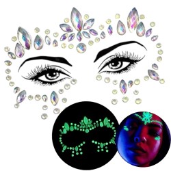 Kryształki FLUO naklejki na twarz Glow in the Dark