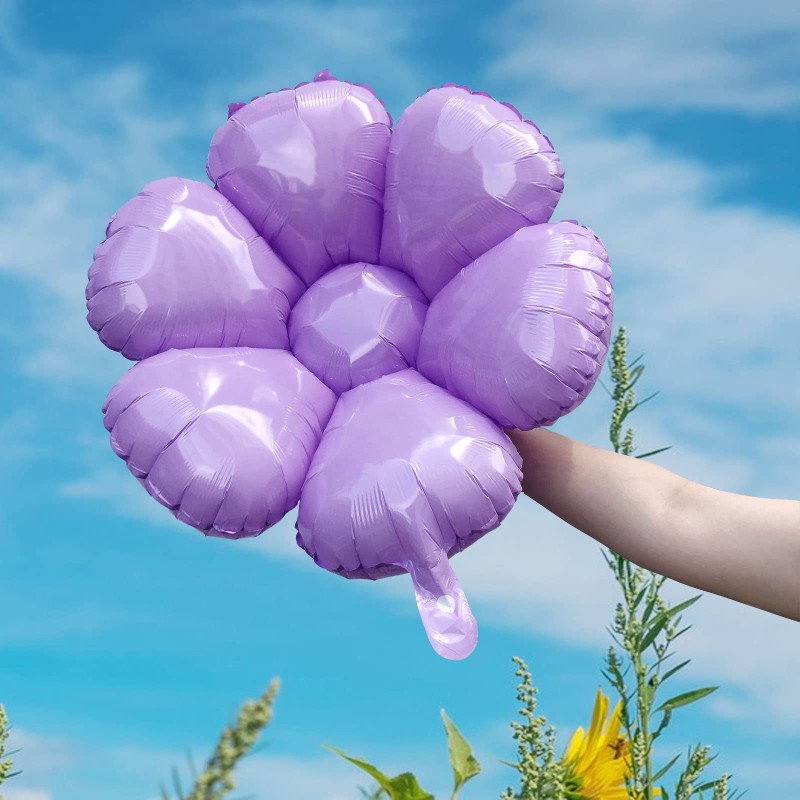 Balon foliowy fioletowy kwiatek stokrotka daisy 72x60cm
