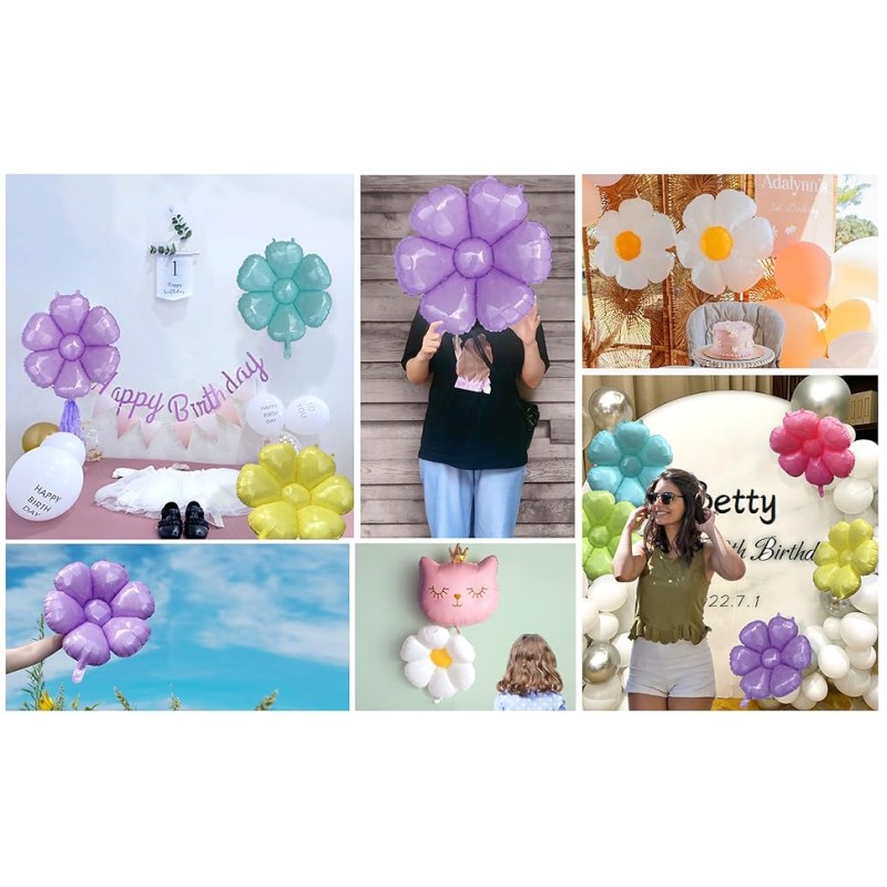 Balon foliowy fioletowy kwiatek stokrotka daisy 72x60cm
