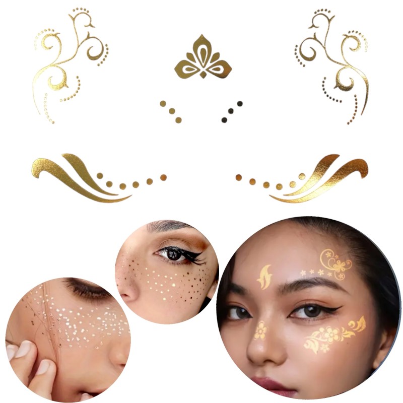 Flash tattoo złota henna złoty tatuaże floral boho