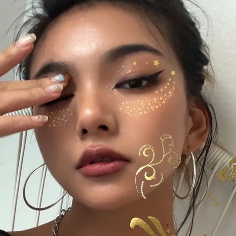 Flash tattoo złota henna złoty tatuaże floral boho