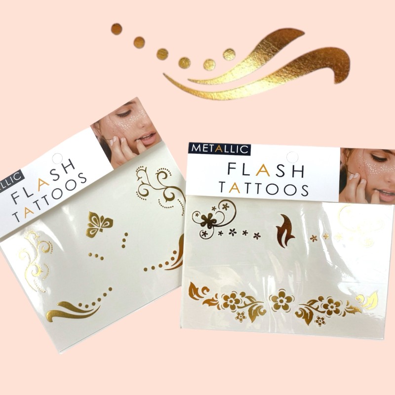 Flash tattoo złota henna złoty tatuaże floral boho