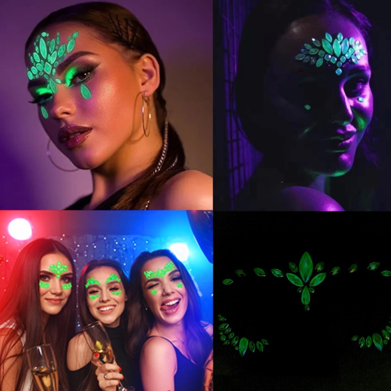 Kryształki fluo Glow in the dark night FaceGem