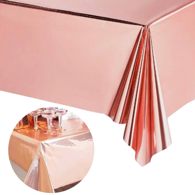 Metaliczny obrus foliowy różowe złoto rose gold 137x274cm